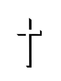 a black and white image of a cross on a white background with the word jesus written below it