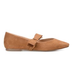 In these Mary Jane flats, you'll always take on the day with confidence. The Aizlynn by Journee Collection is a pointed-toe flat detailed with a strap at the vamp topped with a darling bow accent. This timeless look fits like a dream, thanks to the soft vegan leather and padded insole. Supple Vegan Leather upper, Slip / Pull On entry, Approx. 0.5\ heel, Pointed toe, Padded insole, Man-made outsole, Side Bow Detail, Stretch Strap Design | Women's Journee Collection Aizlynn Flats in Tan Size 6 Wid Stretch Strap, Shoe Carnival, Mary Jane Flats, Boot Bag, Strap Design, Journee Collection, The Vamps, Bow Detail, Womens Flats