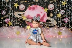 Cake Smash Outfit Girl, Pink Planet, 2nd Birthday Party For Girl, Astronaut Party, Backdrops Kids, Astronaut Costume, Smash Cake Girl, Astronaut Birthday, Costume For Girls