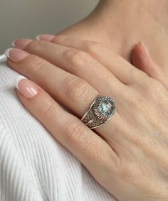 "When you want to express your love but don't want to break the bank, FiligranUSA has you covered. This 925 sterling silver filigree art women cocktail ring is perfect for everyday wear and makes a great gift idea for your loved one. The modern Greek key design and meander motif statement ring add style while the February birthstone sky blue topaz gemstone adds class and elegance. This is surely a best-in-class product that will impress everyone around! Order today before it's too late and get t Ancient Greek Ring, Art Crown, Greek Ring, The Ring Face, Blue Gemstone Rings, Blue Topaz Gemstone, Sister Wife, Statement Ring Silver, Rose Quartz Gemstone