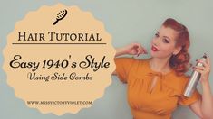 Easy 1940s Hairstyle Using Side Combs | VINTAGE HAIR TUTORIAL Vintage Hair Tutorial, Holiday Hair Tutorial, Lazy Day Hairstyles, Retro Wedding Hair, 1940's Style