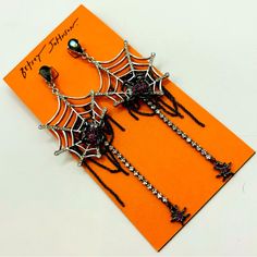 Spooky Betsey Johnson Spider Web Post Earrings About 4 Inches Long. Perfect For A Glamorous Witch And Any Halloween Festivities So Fun!! Love These! Halloween Party Silver Earrings, Silver Halloween Party Earrings, Silver Earrings For Halloween Party, Sterling Silver Clip-on Earrings For Party, Nickel-free Sterling Silver Clip-on Earrings For Party, Nickel Free Sterling Silver Clip-on Earrings For Party, Silver Metal Earrings For Halloween, Silver Metal Clip-on Earrings For Party, Adjustable Metal Clip-on Earrings For Party