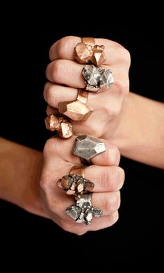 one for the feldspar monkeys Edgy Rings, Raw Design, Rock Rings, Put A Ring On It, Design Jewelry, Dieselpunk, Design Silver, Contemporary Jewelry, Dandy