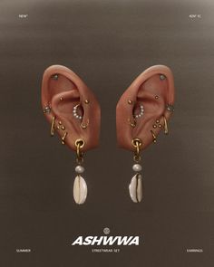 an ad for ashwa featuring two ear pieces