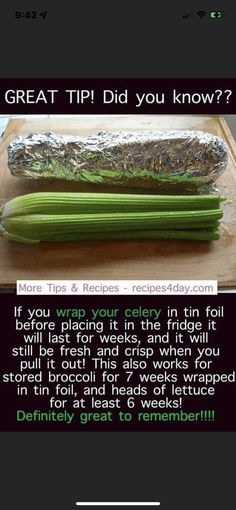 celery on a cutting board with the words great tip did you know?