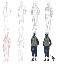 an image of some character sketches for the animated movie naruta, with different poses and