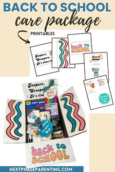 back to school care package with the text back to school care package printables