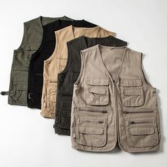 Men Multi Pockets Cargo Vest Sleeveless Jacket Work Waistcoat Solid Leisure This item is only for one vest. Due to different shooting and display equipment. The color may be slightly different. Thank you for your understanding! Please note this is in Asian sizing, smaller than western size e.g. UK, US, AU. Please check the measurements carefully before making a purchase. Please allow 2-4cm discrepancy due to different measurement method. If you are not sure which size to buy, please provide heig Cargo Jackets For Men, Cargo Vest Outfit Men, Sleeveless Jacket Outfit, Japanese Americana, Uniqlo Outfit, Vest Outfits Men, Multi Pocket Vest, Pocket Vest, Cargo Vest