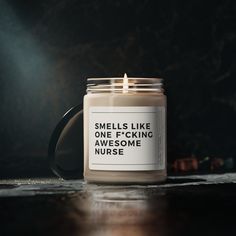 ---  Candles will ship separately from Wood Signs and all other items-- Smells like one F*cking Awesome Nurse 9 0z. candle is the perfect gift for a nurse in your life. Our Candles...   Packed with immersive aromas, these scented candles come in 9oz glass jars and are one size (2.8″ × 3.5") (7.1cm × 8.8cm). Made with 100% natural soy wax blend, each candle features a 100% cotton wick and a permanent adhesive label where your custom designs can come alive. ~ Materials: 100% natural soy wax blend, Nurse Candle, New Nurse Gift, Pineapple Top, Nursing School Graduation, New Nurse, Cotton Blossom, Funny Nurse, Orange Spice, Apple Harvest