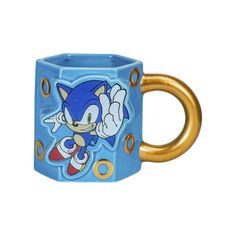 sonic the hedgehog coffee mug with gold handle