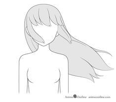 an anime character with long hair and no shirt on, looking at the viewer's chest