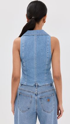 Reformation Nova Denim Vest | Shopbop Denim Vest, Recycled Cotton, Spring Summer Fashion, Summer Style, Stretch Denim, New Arrivals, Top Brands, Summer Fashion, Luxury Fashion