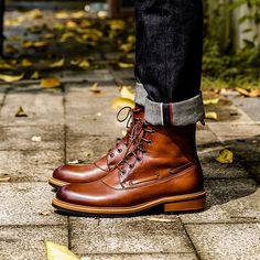 Men's English Boots The upper, fashioned out of sturdy full-grain leather, is detailed with impressive ornamentation. Every hole of the broguing is precise, the placement of the swooping wingtip and pinking is exact. Fine points which really shine on these boots which exemplify how well form can meet function. Stylish Men's Leather Boots It’s worth the effort to create a handsome and timeless boot you can wear with suits, chinos and cool jeans. Stitched soles are the mark of quality footwear. Wi Men's Leather Boots, Leather Boots For Men, Casual Leather Boots, Timeless Boots, Brogues Style, Popular Boots, Genuine Leather Boots, Mens Leather Boots, British Men