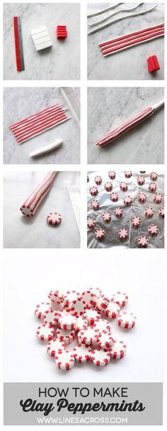 some red and white candy canes are being made into something that looks like it has been