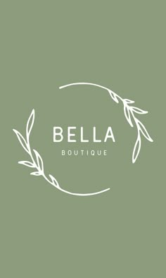 the logo for bela boutique, which is located in an oval frame with leaves on it