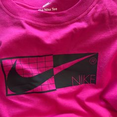 The Nike Tee Women’s T-Shirt Hot Active Pink Medium Nwt Tan Crew Neck Sporty T-shirt, Nike Retro T-shirt With Letter Print, Retro Nike T-shirt With Letter Print, Vintage Nike Cotton Tops, Sporty Tan Crew Neck T-shirt, Nike Sports Tops With Screen Print, Retro Tan Crew Neck Top, Tan Crew Neck Top With Logo Print, Nike Crew Neck Top With Graphic Design