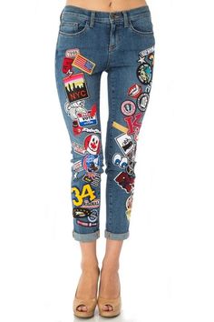 Embroidered Patched Denim Jeans - Hippie Vibe Tribe Jeans With Patches, Patched Denim, Patched Denim Jeans, What Is Trending Now, Vibe Tribe, Blouse Tank Top, Bathing Suit Covers, Embellished Jeans, Denim Patches