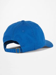 Everyone knows that during summer jumping in the lake counts as a shower. In the same way, the Aulin Cap counts as doing your hair. Made from 100% organic cotton with an adjustable closure, this classic dad hat will keep your hair in check and your casual style impeccable from laid-back days on the beach or around the bonfire to trailblazing and brewery-hopping with your of-age crew. When you're far from a shower or running water, you'll come to fully love the all-day softness and hair-taming qualities of the Aulin Cap. | Marmot Aulin Cap in Trail Blue Blue Sporty Cotton Hat, Sporty Blue Cotton Hats, Blue Sporty Dad Hat With Curved Bill, Sporty Blue Cotton Baseball Cap, Sporty Blue Dad Hat With Curved Bill, Blue Cotton Baseball Cap For Sports, Blue Adjustable Fit Baseball Cap For Summer, Classic Blue Baseball Cap For Summer, Sporty Blue Cotton Dad Hat