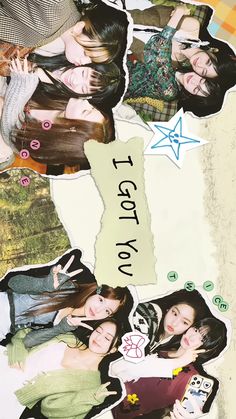 the girls are posing together in this collage with words above them that say i love you