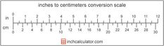 a large scale with numbers on it and the words inches to centimeterss conversion scale