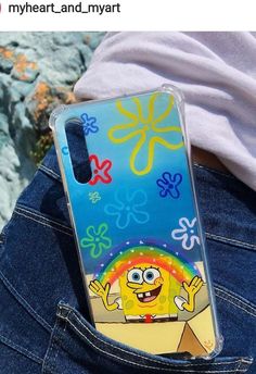 the spongebob phone case is in someone's jeans