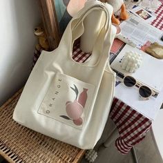 UAKISS - 2024 Canvas Women Sweet Flower Print Tote Bags Korean Vintage Trendy Chic Handbag High-capacity Casual Y2k Shoulder Underarm Bag