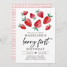 a birthday card with strawberries on it