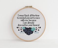 I wear black all the time to remind you not to mess I am | Etsy Xstitch Patterns, Colour Chart, Cute Cross Stitch, Grid Pattern