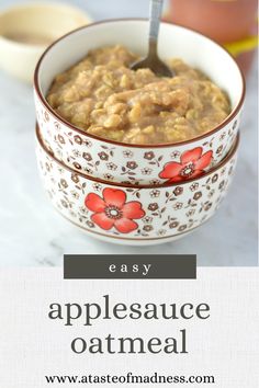 an image of applesauce oatmeal in a bowl