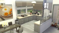 an artist's rendering of a kitchen and dining room