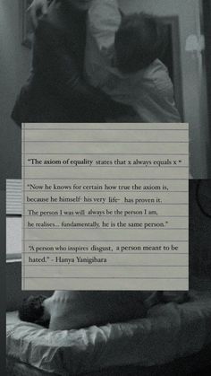 a black and white photo with a quote on the bottom right corner that reads, the anatomy of equally states that a always ends