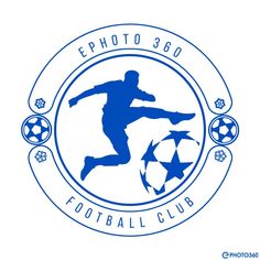 the logo for ephoto 360 football club, with a soccer player kicking a ball