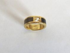 Fendi Fendista Small Ring Black Brown Enameled  Gold Plated New Authentic #Fendi #Ring Fendi Ring, Fendi Bracelet, Small Ring, Ring Black, Small Rings, Gold Enamel, Black Rings, Baby Items, Fashion Bracelets