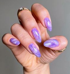 Violet Nails, Lilac Nails, Marble Nail Designs, Tie Dye Nails, Almond Nails Designs, Gel Press, Blue French, Purple Marble, Nails Only