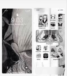 an iphone screen with some drawings on it