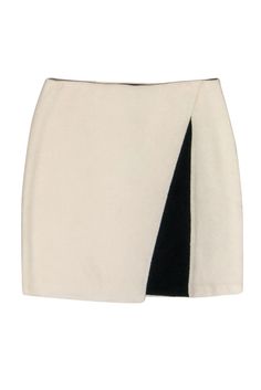 Current Boutique-St. John - Cream & Black Folded Over Knit Skirt Sz 6 Elegant Cotton Mini Skirt For Work, Chic Beige Mini Skirt For Formal Occasions, Elegant Beige Cotton Mini Skirt, Elegant Stretch Cotton Mini Skirt, Cream Lined Mini Skirt For Work, Pastel Blouse, Creamy Color, Casual Bodysuit, Knit Bottom