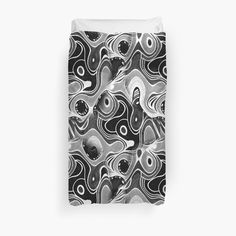 an abstract black and white pattern with swirls on it duvett cover set