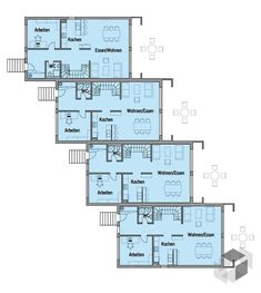 the floor plan for an apartment with three levels