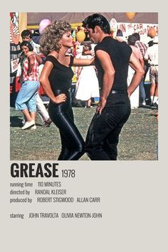 an advertisement for grease, starring actors in the film's title and ending sequence