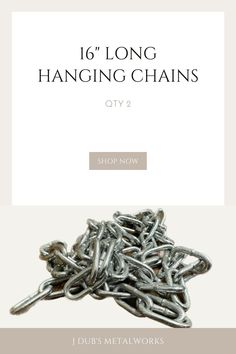 a pile of chains sitting on top of a white background with the words 16 long hanging chains