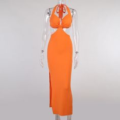 Brand Name:DGLUKESilhouette:StraightOrigin:CN(Origin)Season:SummerNeckline:HalterSleeve Style:Spaghetti StrapDecoration:Hollow OutStyle:Beach StyleDresses Length:Ankle-LengthMaterial:PolyesterMaterial:SpandexAge:Ages 16-28 Years OldProfile Type:HModel Number:Orange Green Long Evening Dress Beach Wedding Dress FLYK0303Closure Type:LaceSleeve Length(cm):SleevelessType:Neck-mountedRelease Date:Summer 2021Fabric Type:Chemical FiberGender:WOMENMaterial Composition:Synthetic FiberWaistline:empirePatte Non-stretch Solid Maxi Dress For Beach, Solid Non-stretch Maxi Dress For Beach, Non-stretch Solid Color Maxi Dress For Vacation, Solid Non-stretch Beach Maxi Dress, Beachwear Dress With Cutout Details, Cutout Beachwear Dress, Beach Cutout Dresses, Beach Dresses With Cutout Details, Fitted One-piece Summer Maxi Dress