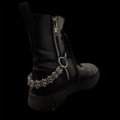 A beautiful, yet edgy, handmade stainless steel boot chain. It was woven using the Odin's eye chainmaille weave to create a barb wire look. The perfect accessory to any combat boot! Made with stainless steel to prevent rust and tarnish, so it looks as new as the day you got it. Bonus: stainless steel is also hypoallergenic. Odin's Eye, Steel Boots, Goth Metal, Boot Chains, Barb Wire, Round Rock, Combat Boot, Punk Goth, Brand Tags