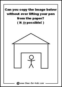 a sign that says can you copy the image below without ever lifting your pen from the paper it is possible