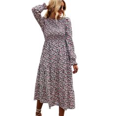 Red Long Sleeve Pleated Midi Floral Dress Midi Floral Dress, Long Sleeve Dresses, Red Long Sleeve, Dresses Floral, Sleeve Dresses, Floral Dresses, Floral Midi Dress, Women Dresses, Floral Dress