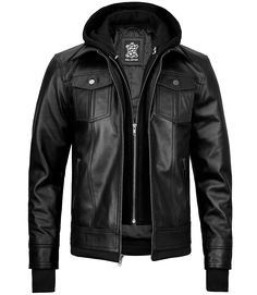 Black Leather Jacket With Removable Hood
This black bomber jacket with hood features a soft, luxurious, and supple black leather construction that is comfortable to wear, whether you are stuck in the office or riding a motorcycle. The style of this bomber jacket with hood is versatile, allowing it to be worn casually or to its full effect when paired with other items. A classic design in a modern fit gives this piece a streamlined look that you can wear all year long. Hooded Leather Jacket, Dark Brown Leather Jacket, Cafe Racer Leather Jacket, Jacket With Hoodie, Stylish Leather Jacket, Cafe Racer Jacket, Shirt Collar Styles, Leather Jacket With Hood, Mens Black Leather