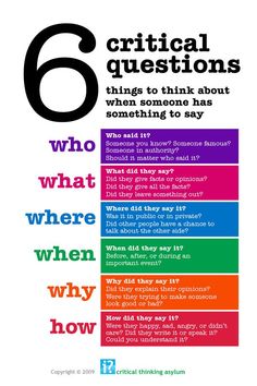 a poster with the words 6 critical questions and what to do when they say it