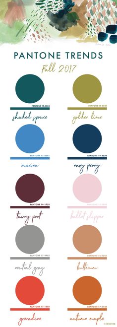 pantonee colors with the words pantonee trends in different shades and sizes