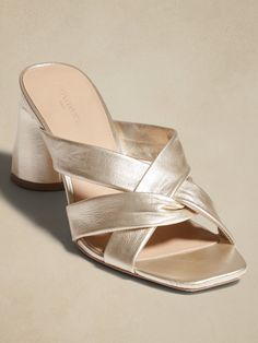 Interlocked Block Heel Leather Sandal | Banana Republic Factory Crescent Shape, Footwear Collection, Banana Republic Factory, Pale Gold, Summer Events, Cute Shoes, Leather Sandals, Crescent, Block Heels