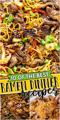 the best ramen dinner recipes with beef, noodles and vegetables in it is shown