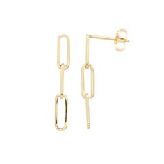 Achieve effortlessly chic style with these Au Naturale paper clip chain earrings. Achieve effortlessly chic style with these Au Naturale paper clip chain earrings. Nickel free Metal: 14k gold Backings: post Packaging: boxed Finish: polished Length: 1 in. Please note, due to the high value of this item, a signature may be required upon delivery. Size: One Size. Color: Yellow. Gender: female. Age Group: adult. Gold Paperclip Chain Earrings For Formal Occasions, Everyday Yellow Gold Earrings With Paperclip Chain, Gold Classic Earrings With Paperclip Chain, Classic Gold Earrings With Paperclip Chain, Yellow Gold Drop Earrings With Paperclip Chain, Modern Earrings With Paperclip Chain As Gift, Elegant Everyday Earrings With Paperclip Chain, Modern Paperclip Chain Earrings, Yellow Gold Paperclip Earrings For Everyday